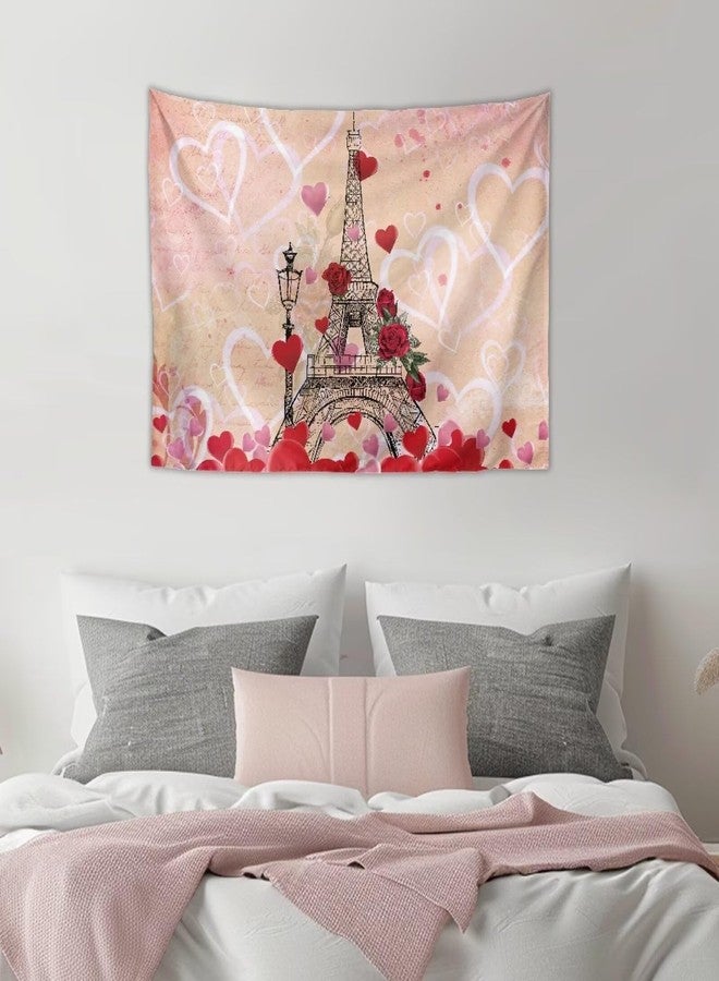 GLENLCWE Valentines Day Eiffel Tower Tapestries 36x24 Inch Small Wall Hanging Tapestry Rectangular Polyester Fabric Home Decor - Image 4